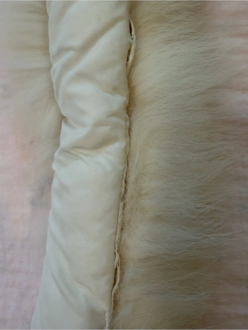Vintage Ivory Fox Fur Collar Wrap Shawl Stole Soft Winter Scarf